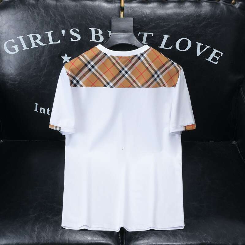 luxury Summer New Trendy Brand Printed Short T-Shirt for Men, Round Neck Fashionable Mercerized Cotton Slim Fit Half Sleeve Base Shirt