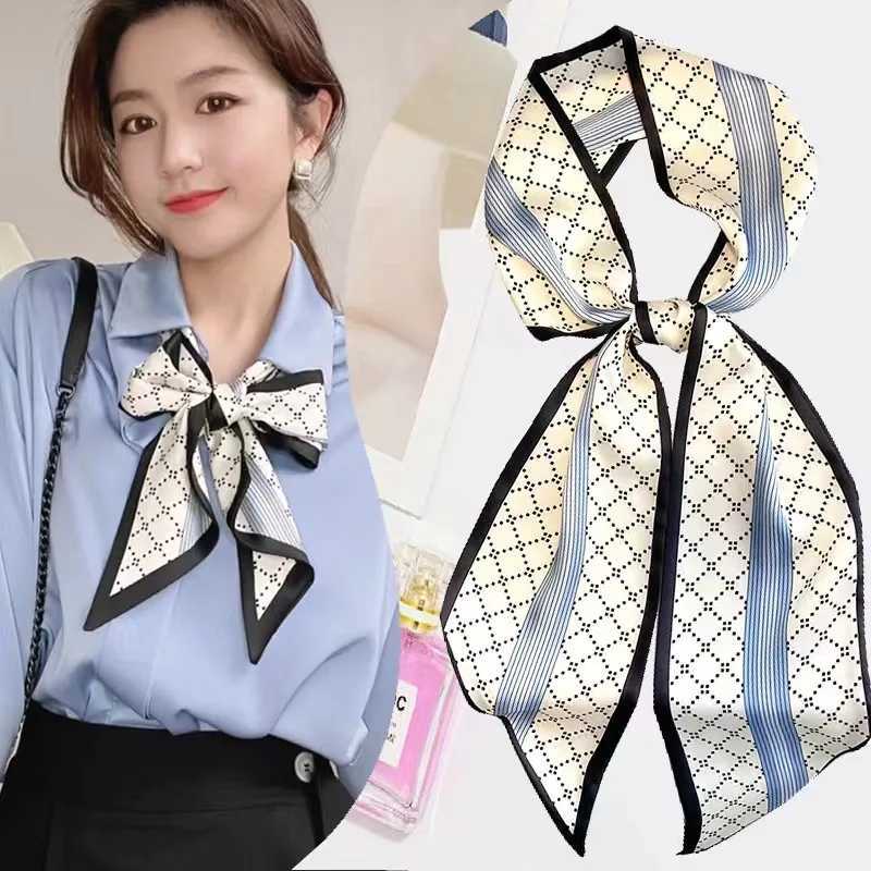 Luxurious Simation Silk Long Scarf Wens Printed Thin Narrow Scarf Bag band Satin Scarf Wen X260328