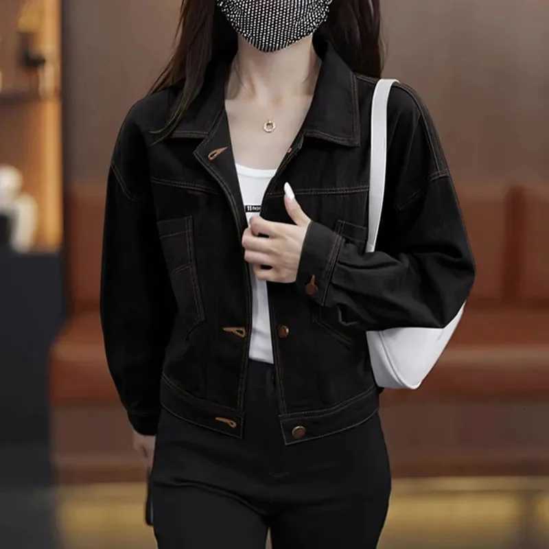 Women Fashion Design Green Denim Coat NEW 2026 Spring Autumn Long Sleeved Short Denim Top Jacket Female Casual OuterwearT260328
