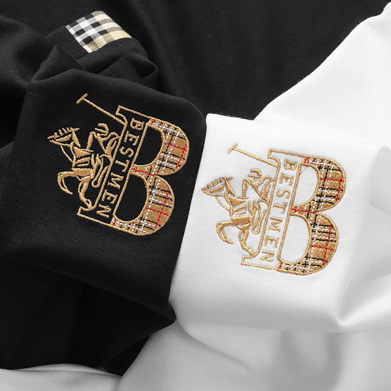 Pure Cotton Thick T-shirt Short At The Front And Long At The Back Men's Embroidered Short-sleeved T-shirt. Designer Luxury Top Fashionable And Ca