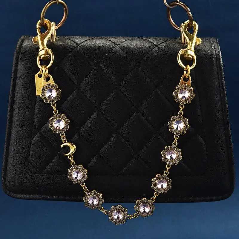 Fashion Bag Charm Chain - DIY Decoration Chains with Flowers Short Gold Chains for Bags Purses Clutches Handbags Z260330