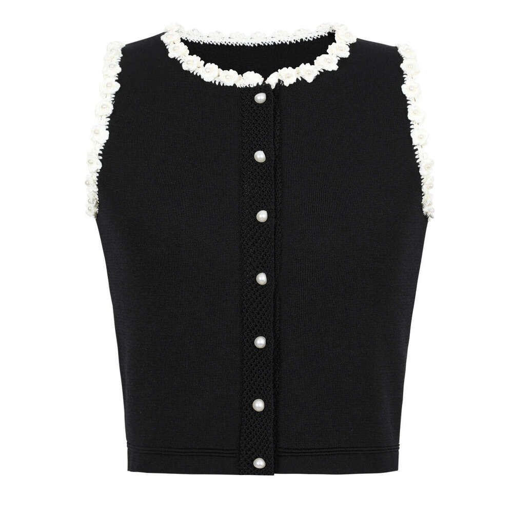 High quality summer X21 new designer elegant slim fit sleeveless knitted top with 3D floral design vest T-shirt