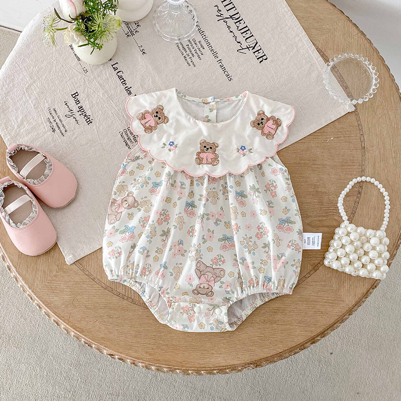 Newborn summer Korean version baby girl jumpsuit new crawling clothes thin baby clothes