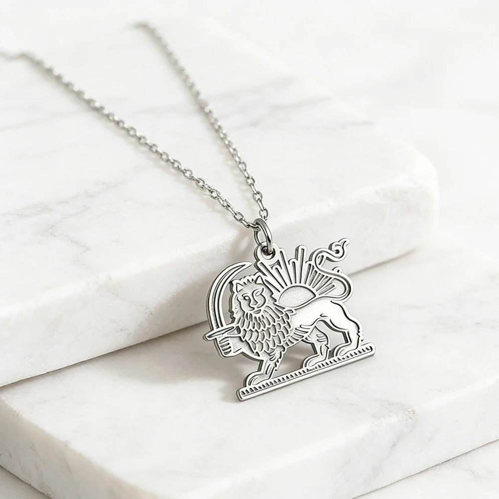 Teamer Iran Persian Lion And Sun Pendant Necklace Stainless Steel Gold Color Iranian Ethnic Jewelry For Women Man 2026 260327