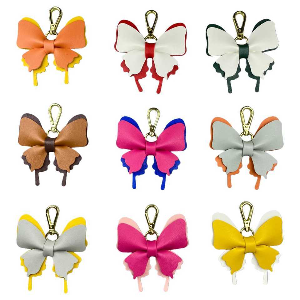 Elegant Leather Butterfly Charm for Bag PU Detachable Keyring Accessory Color-matching Creative Fashion 3D Z260330