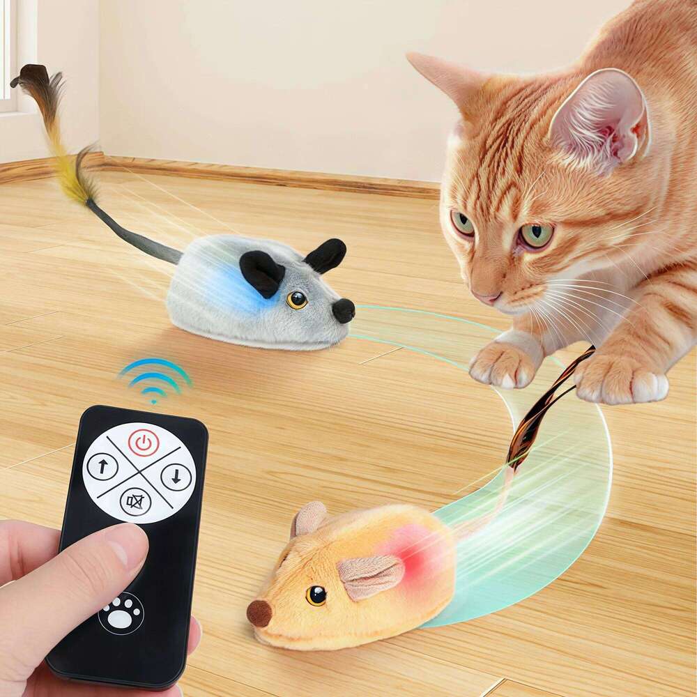 Automatic Sensing Moving Mouse Interactive Toys Electronic Remote Squeaky Cat For Kitten USB Rechargeable Pet Plush Toy
