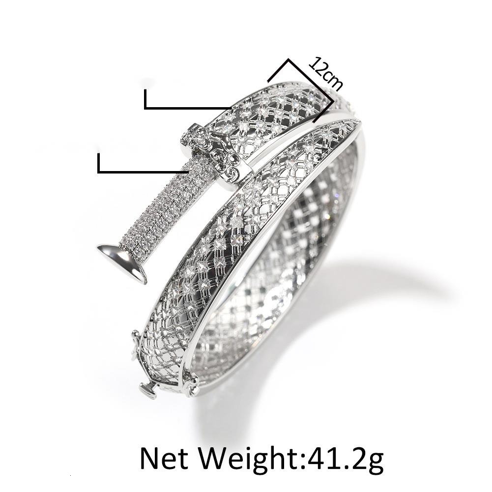 Copper Rhodium Plated Gold Plated Moissanite Sword Chain Link Bracelet Trendy for Anniversary Gift