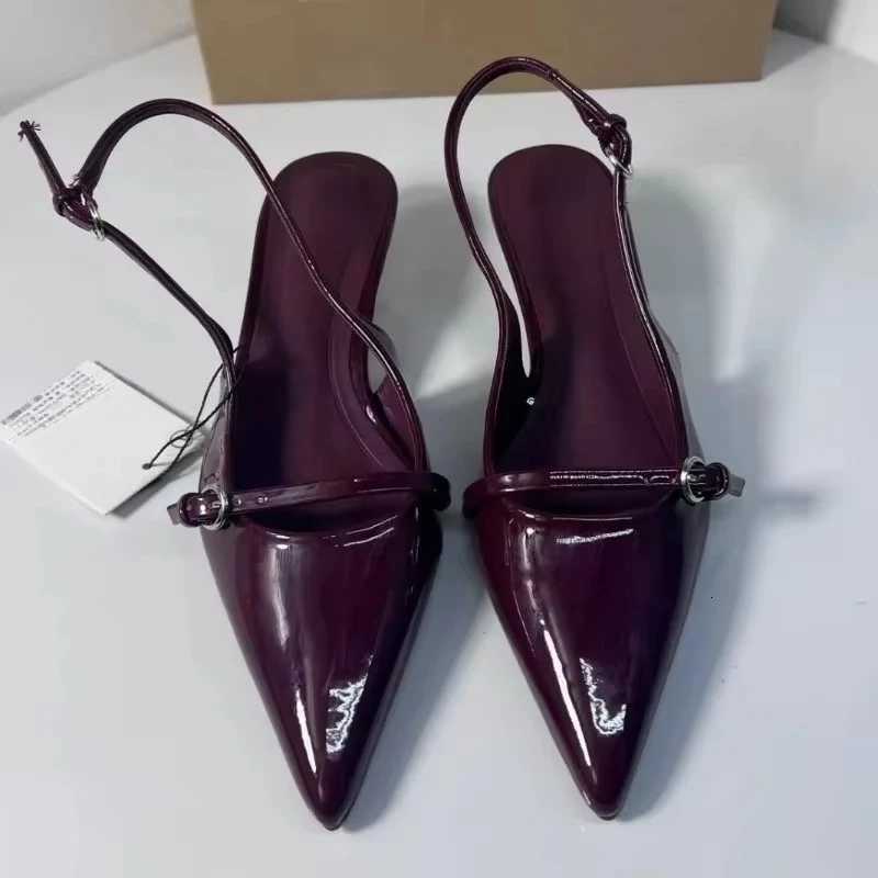 Pointed Toe Buckle Strap Ladies Sandals Solid Shallow Fashion Sexy Party Slingbacks 2025 Summer High Heeled Shoes Woman Z260330