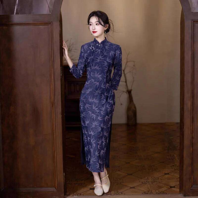 New Chinese Cheongsam Dress Autumn And Winter Good Quality Velvet Comfortable Evening Gown Modern Vintage Improve National Qipao MAKOUFEI