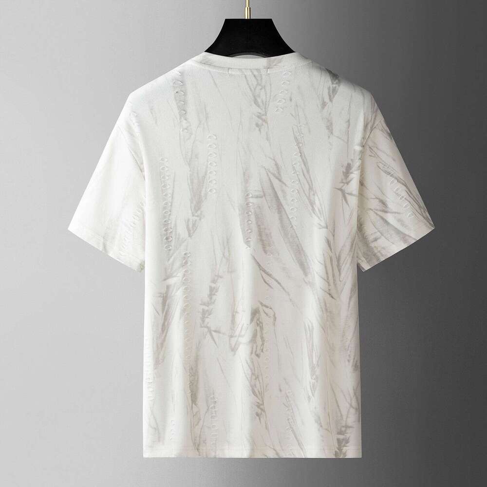 European style light luxury T-shirt with embossed lettering design, luxury new summer versatile fashion trendy slim-fit short sleeve