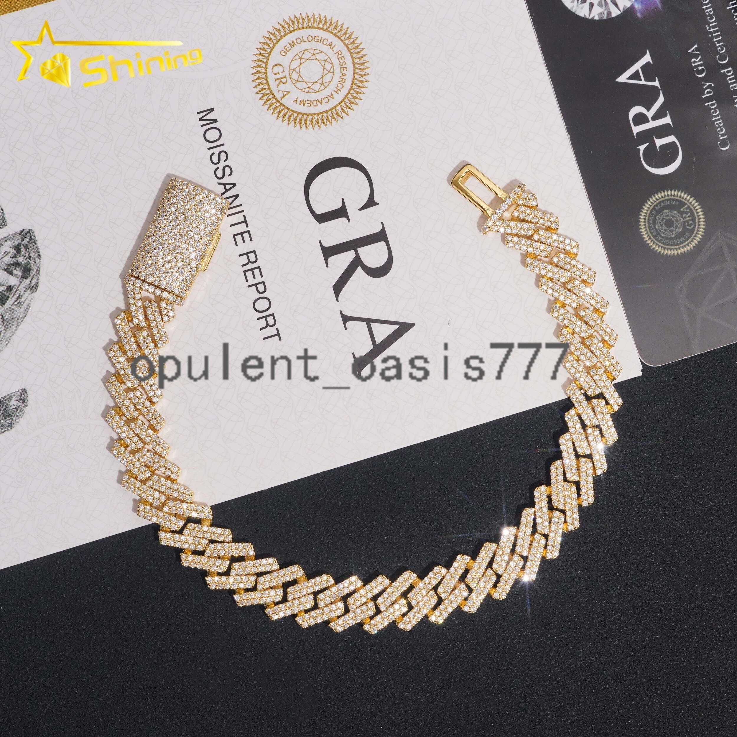 Hot Sale 10mm Custom Hip Hop Jewelry Iced Diamond Yellow Gold VVS Moissanite Cuban Link Chain Bracelet Mens Luxury