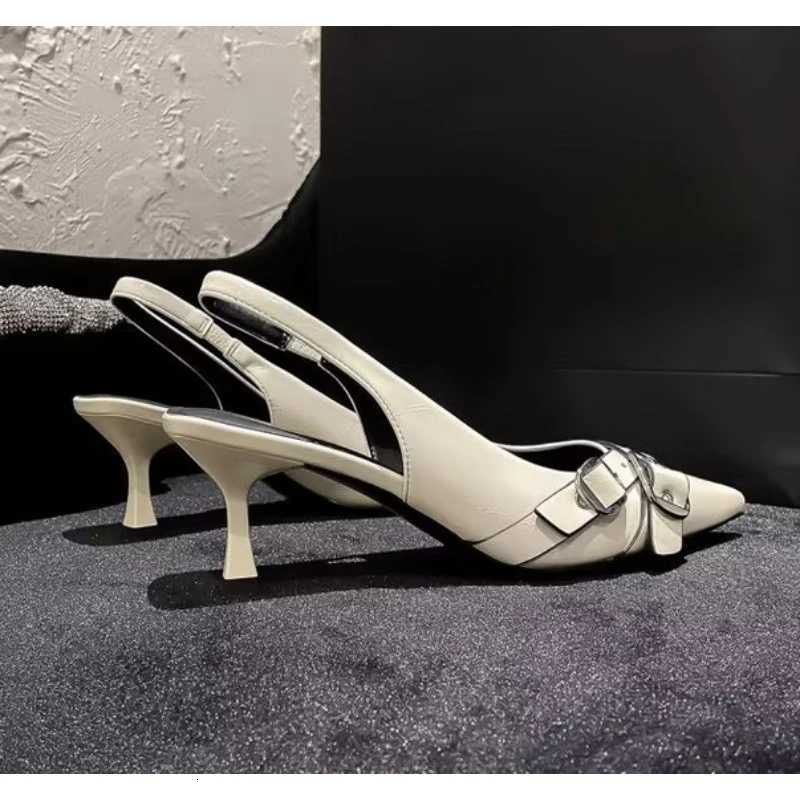 Luxury Brand Women Sandals Fashion Pointed Toe Buckle Strap Metal High Heeled Kitten Heel Elegant Single Shoes Female Z260330