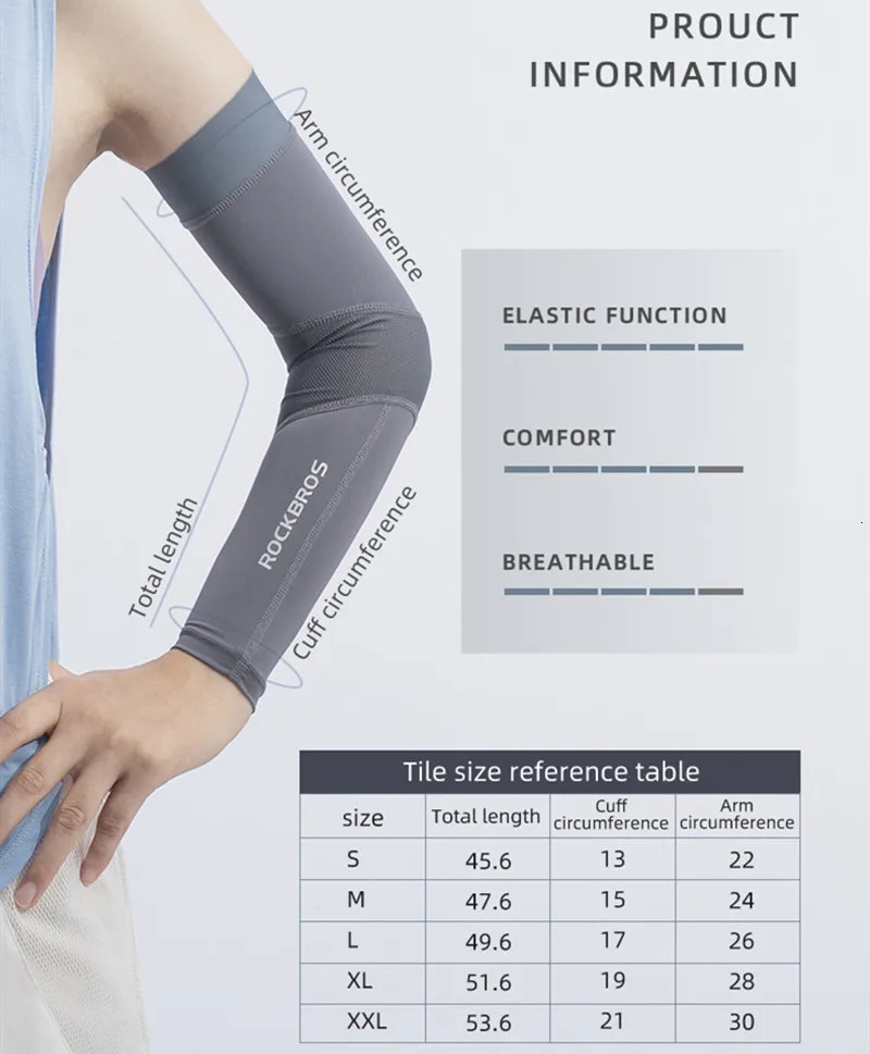ROCKBROS Ice Fabric Running Camping Arm Warmers Basketball Sleeve Cycling Sleeves Summer Sports Safety Gear 260312