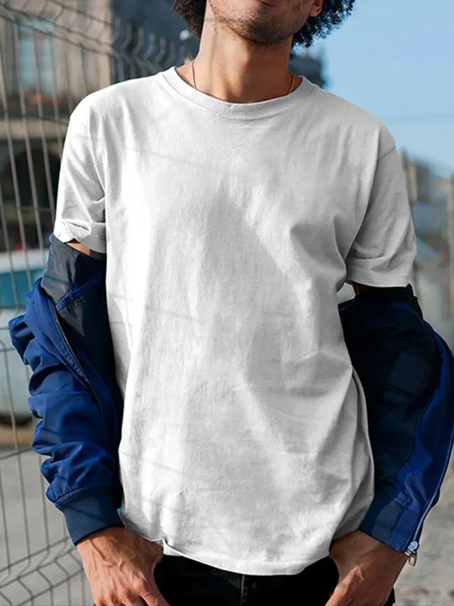 180grams Cotton Solid Tshirts Mens Short Sleeve Fashion Trend White Black Clothing Tees Woman Customized Products Summer 260327