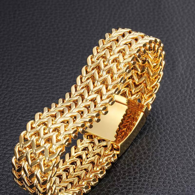 Personalized Electroplated Stainless Steel Square Fish Scale Mens Bracelet-European American Fashion 12/18/30mm Anniversary