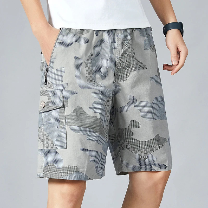 Mens Camo Shorts Elastic Waistband Casual Cargo Shorts Hiking Running Male Clothes Athletic Plus Size Y2K Knee Short Pants 260327