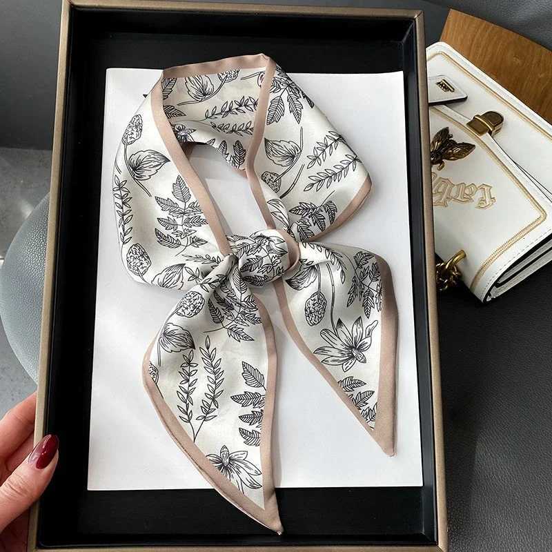 Fashion Print Hair Ribbon Scarf Wen Neck Tie Bag Scarfs Satin Silk Skinny scarves Ladies Foard Floral Bands 2024 New X260328