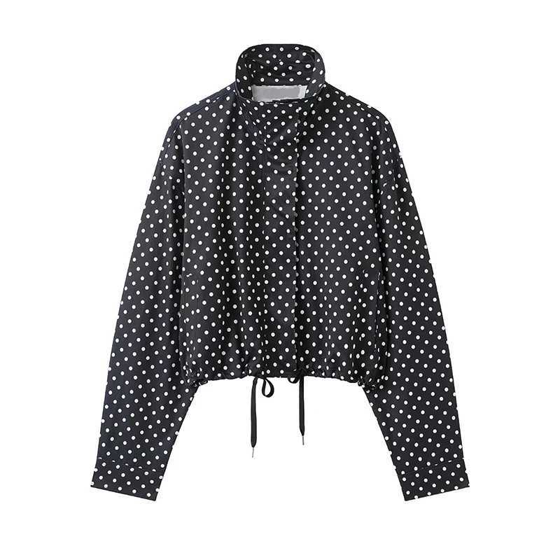 Womens Jackets Coats Autumn Fashion Polka Dot Turtleneck Long Sleeve Loose Coats Streetwear Female Outerwear Chic TopsT260328