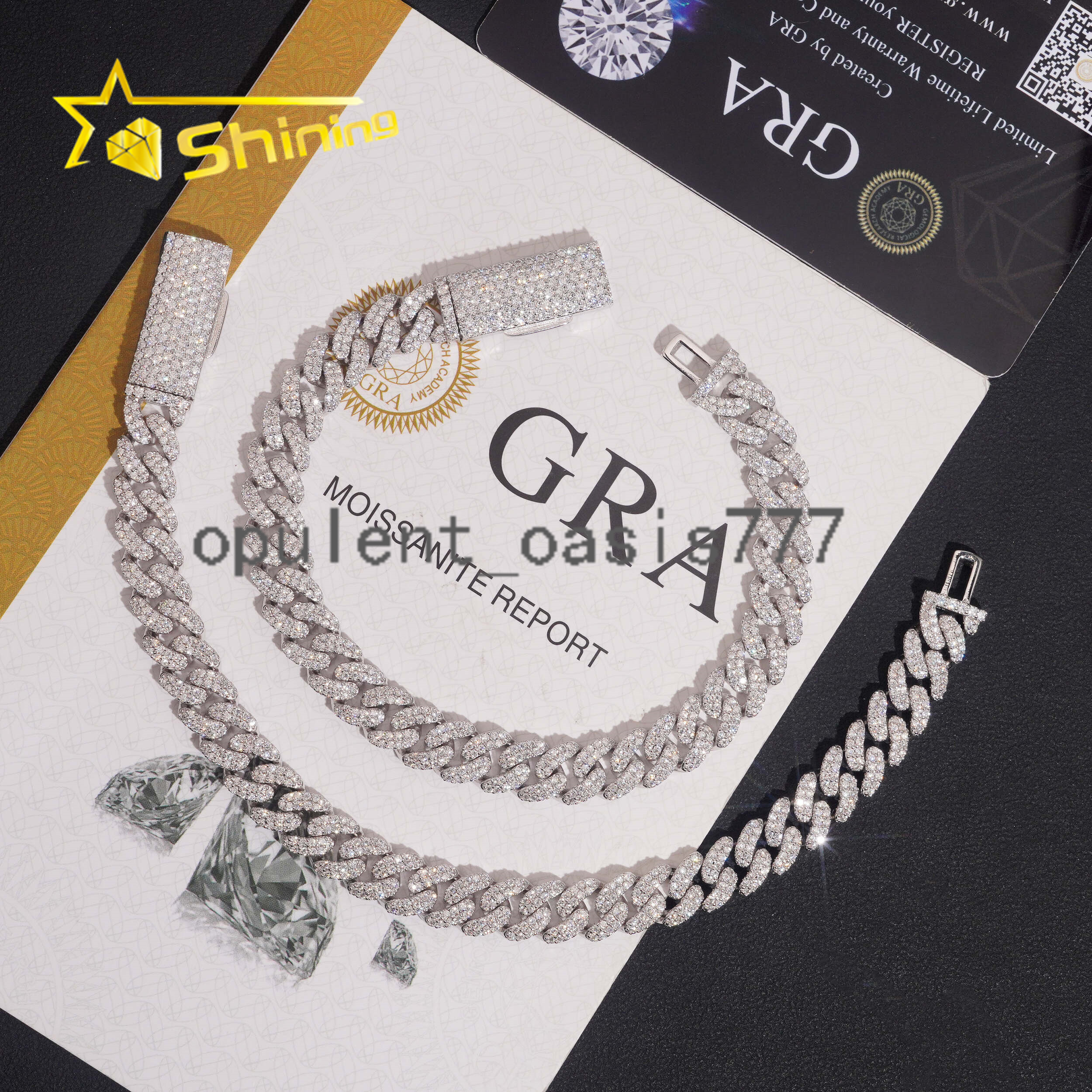 Hot Sale 8mm 2Rows VVS Iced Out Moissanite Cuban Link Bracelet Fine Jewelry Custom Men 925 Silver Bracelet GRA Certificated