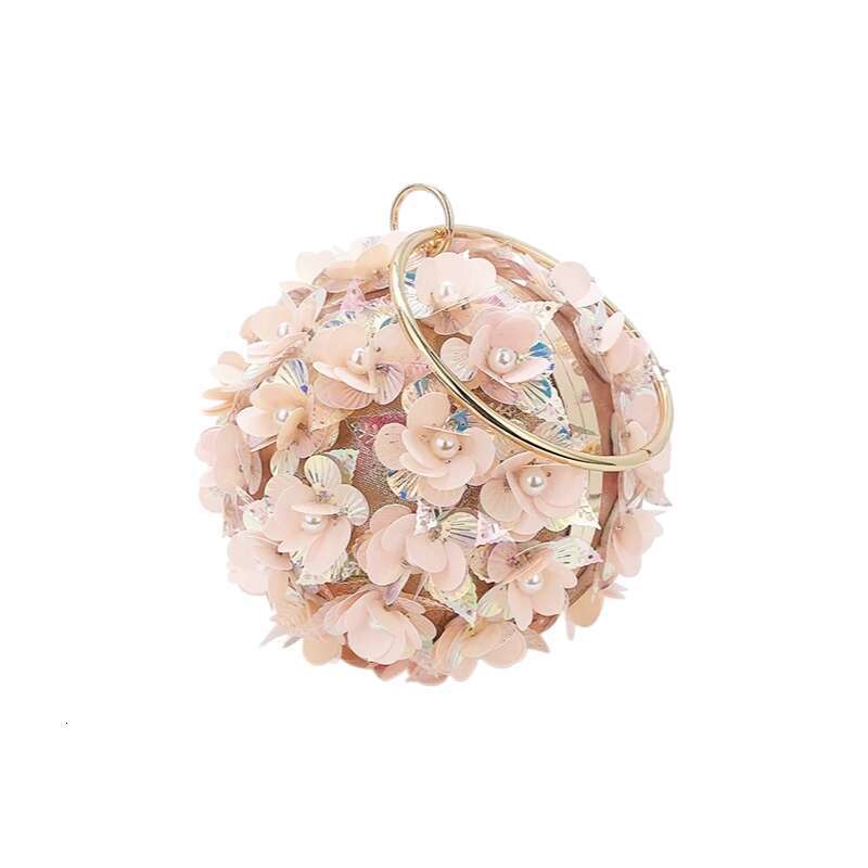 Mini Sequin Flower Evening Bag Elegant Dinner Clutch Purse Formal Round Banquet Handbag For Wedding Party Prom Clutch Bags