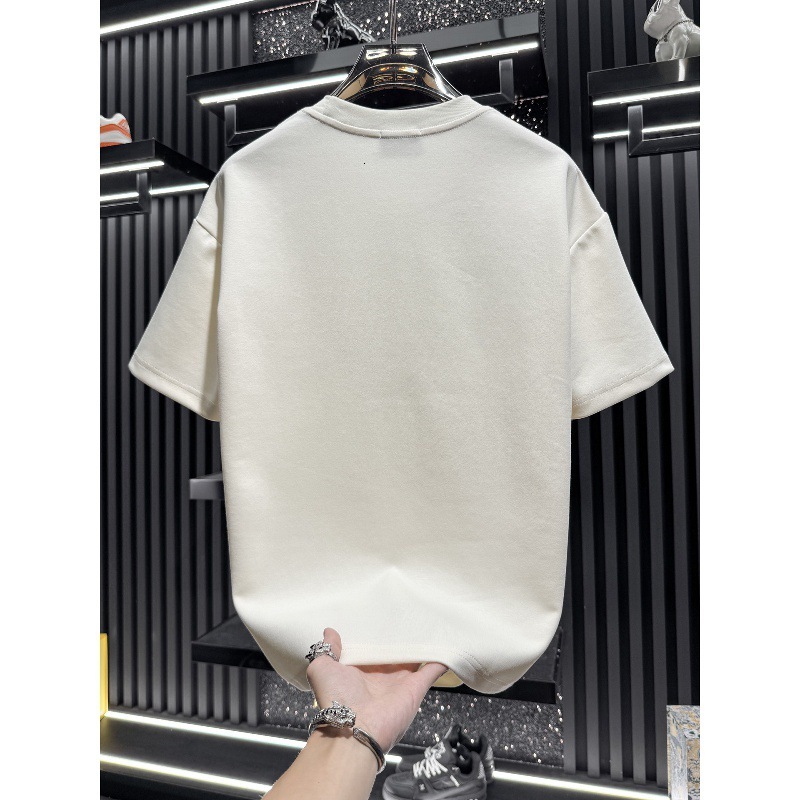 High-quality men's T-shirts 2026 Summer New Fashion Trend Brand Little Bee Rhinestone Short T-Shirt for Men, Round Neck, High-End Light Luxury Ha