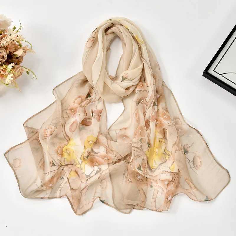 16050cm 2025 Spring New Wens Shawl Fashionable Plum Bloss Printed Scarf Thin Soft Chiffon Shawl Floral Stoles Wraps X260328