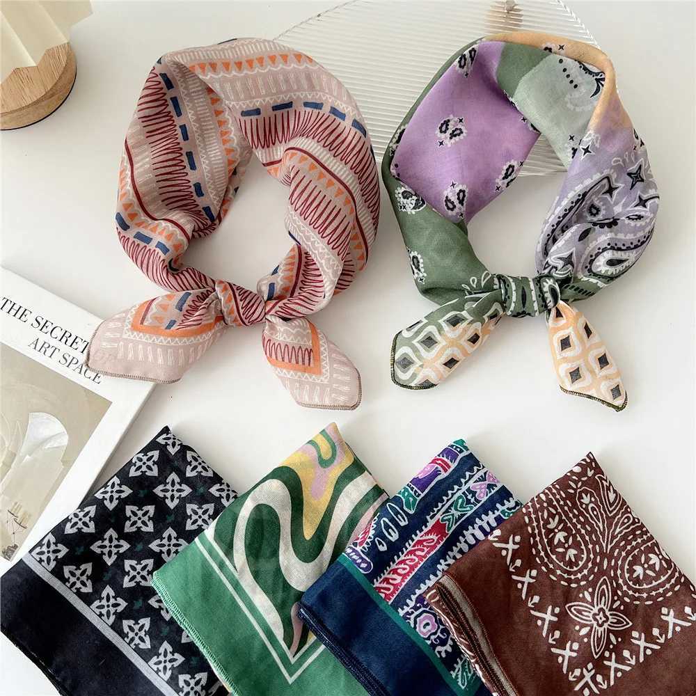 Fashion Cotton Scarf Wen Floral Print Neckerchief Small scarf Hijab Scarves Fem Cute Bandana Scarfs Ladies 55x55cm X260328