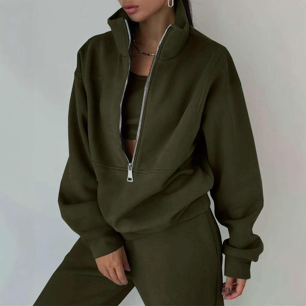 2026 New European and American Autumn Women's Fashion Fleece Sports Casual Suit T5588