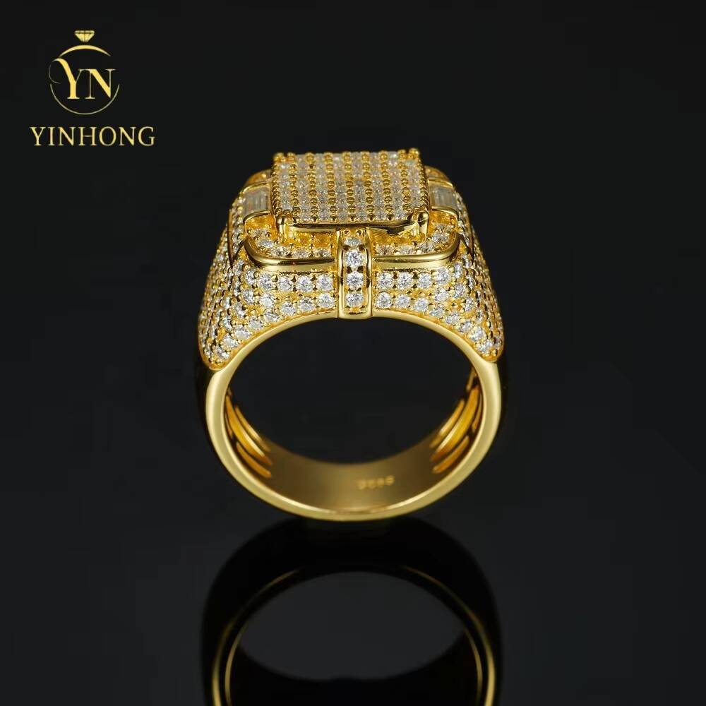 Hot Sale Multiple Choice Custom Hip Hop Men Ring Vvs Moissanite 925 Sterling Silver Rings Diamond Jewelry Ring for Men