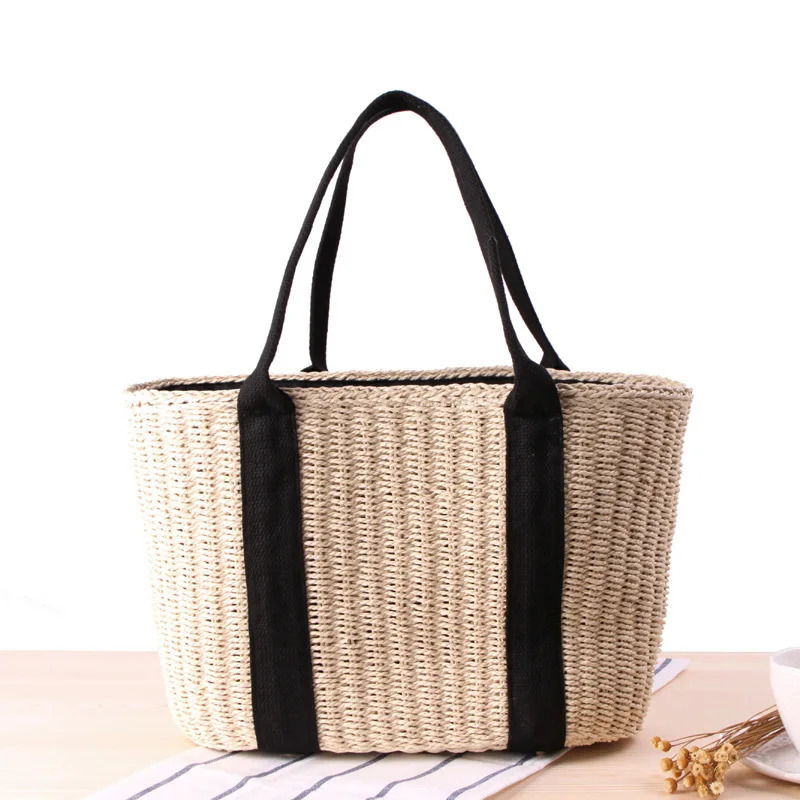 Trendy Straw Women Tote Bag er Rattan Woven Handbags Handmade Travel Shopper Shoulder Bag Casual Beach Bag 260316