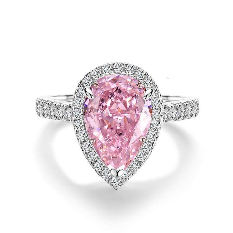 Ring Fashion Flower Shaped Zircon Ring Designer Pure Silver Emerald Ring For Women High Carbon Diamond Radiant Ice Cut Zircon Wood Color Style Luxury 