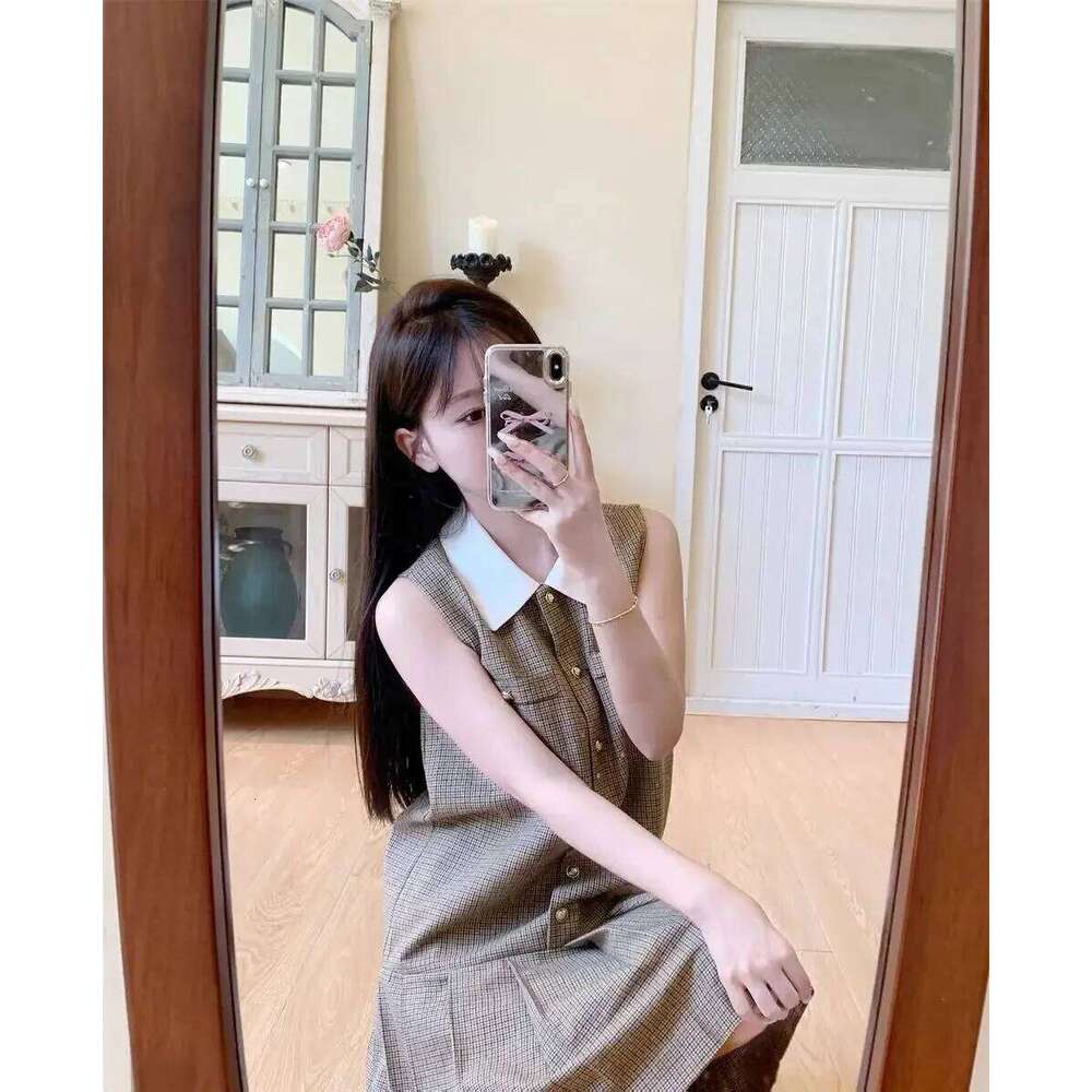 Splices Women Single Breasted Sleeveless A-Line Pleated Mini Dress Summer New Mdng260330