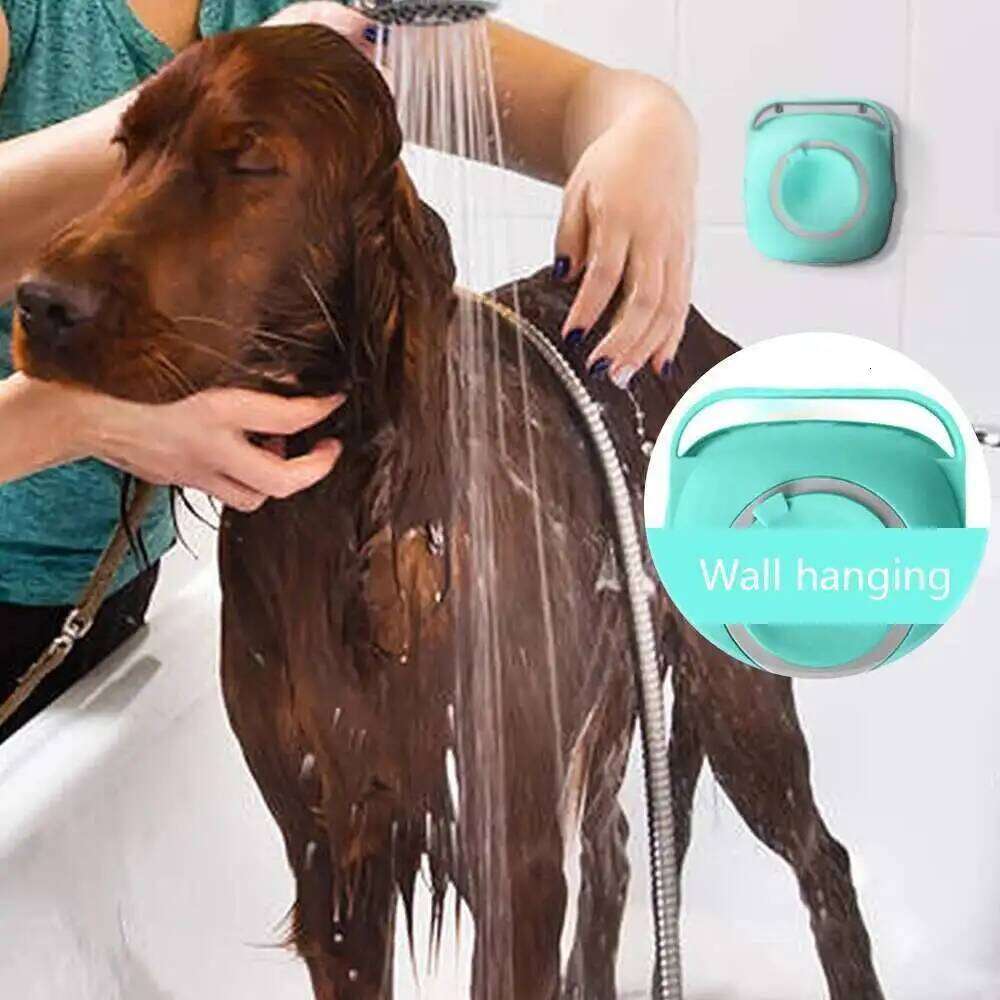 Dog Bathing Pet Massage Shampoo Dispenser Soft Silicone Brush Rubber Bristle for Dogs and Cats Shower Grooming Tool