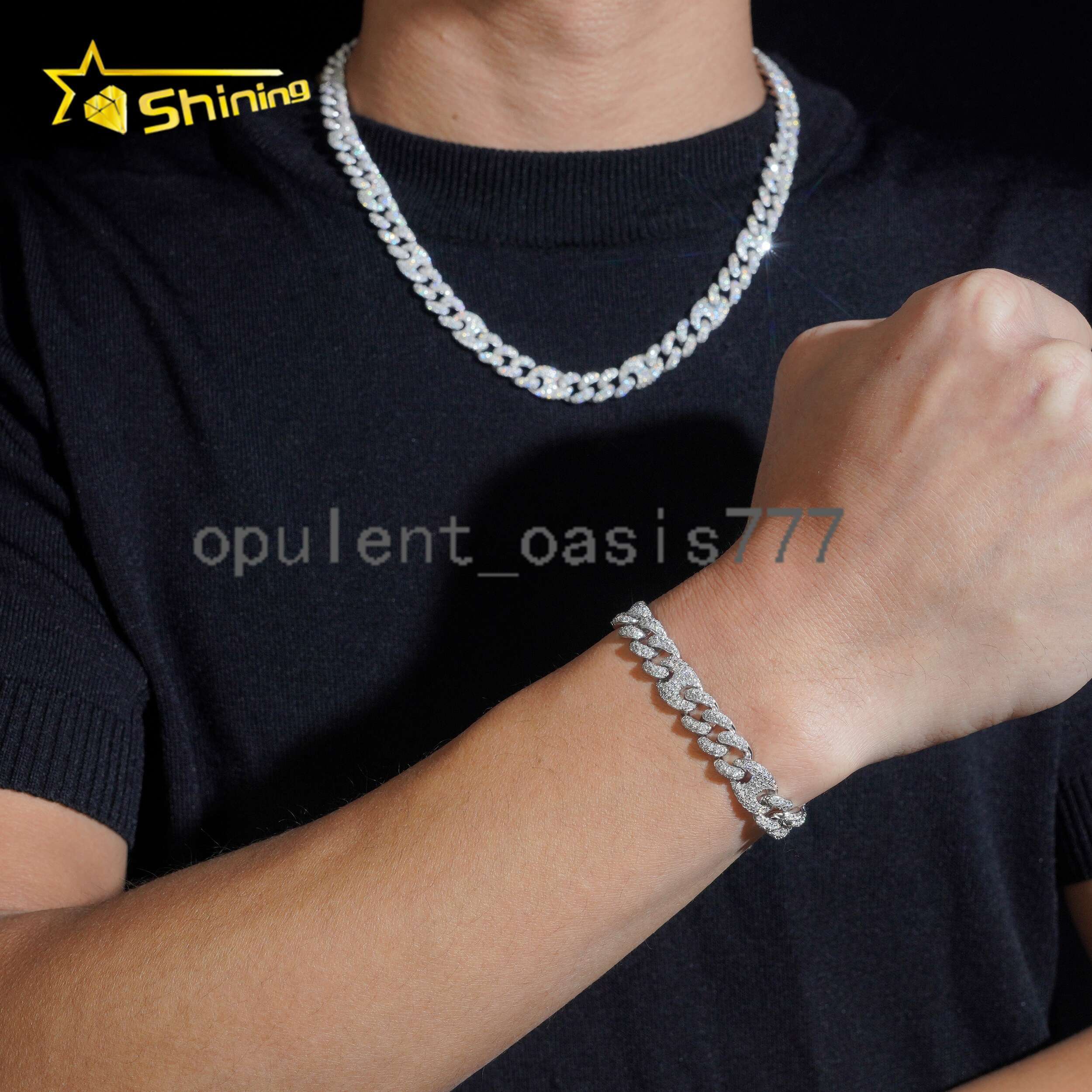 New Design Pig Nose 925 Sterling Silver Chain Hip Hop Jewelry Custom Iced Out Men VVS Moissanite Cuban Chain Link