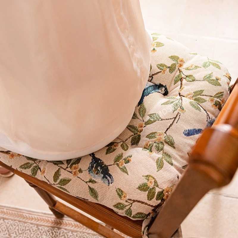 40x40cm Thick Chair Cushion Bird Print Seat Pad Soft Cotton Linen Tie on Kitchen Dining Chair Cushion Home Decor H260330 - view 7