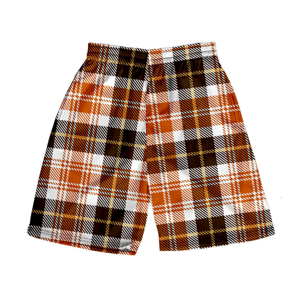 Spring Summer Men's Hawaiian Plaid European And American Style Casual Beach Shorts
