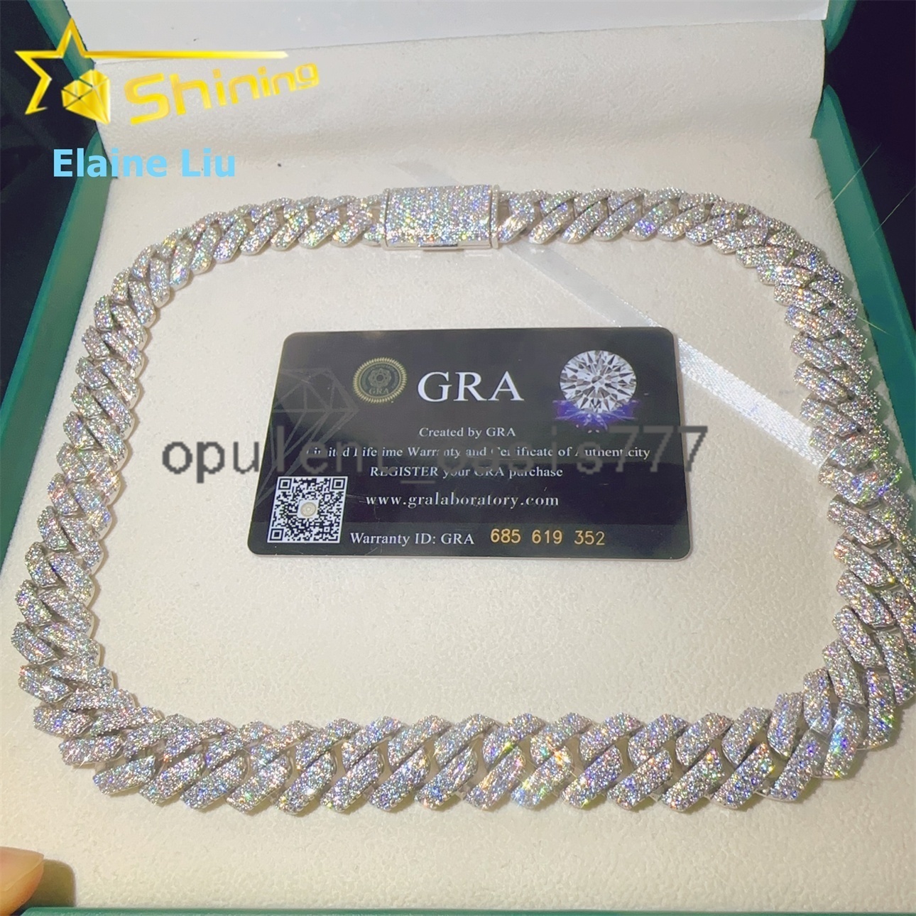 Hip Hop Fine Jewelry Diamond 15MM Iced Out Custom 925 Sterling Silver Moissanite Miami Cuban Link Chain Necklace