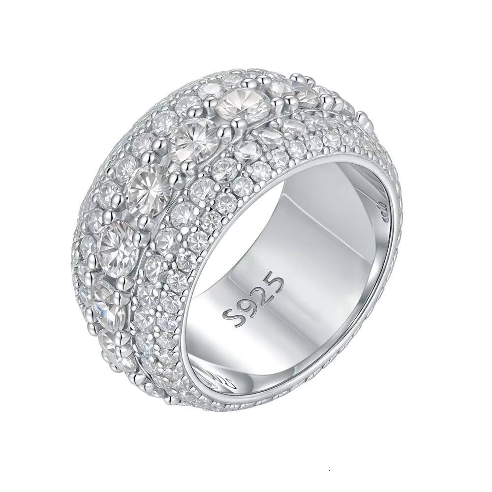 2026 New Plated Thick Gold Moissanite Ring Hip-Hop Unisex Ring Exquisite Hand Jewelry