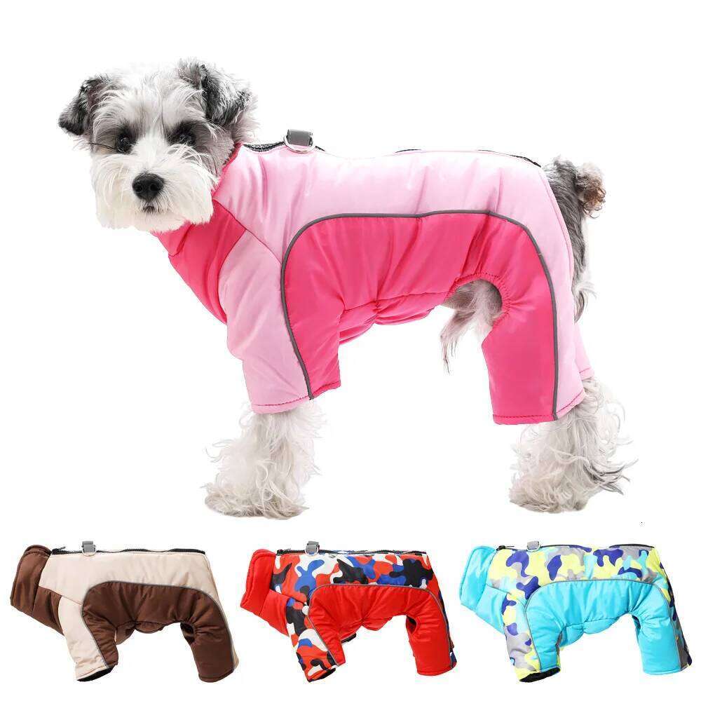 Dog Hiking Jackets Jumpsuit Winter Warm Pet Overall Camping Windproof Clothing for Small Medium Dogs Cats with D-ring Schnauzer