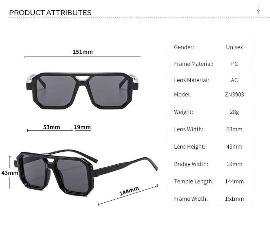 Popular Fashion Double Bridges Square Sunglasses Women Retro Brand Blue Green Men Punk Sun Glasses Shades UV400 26Y0330