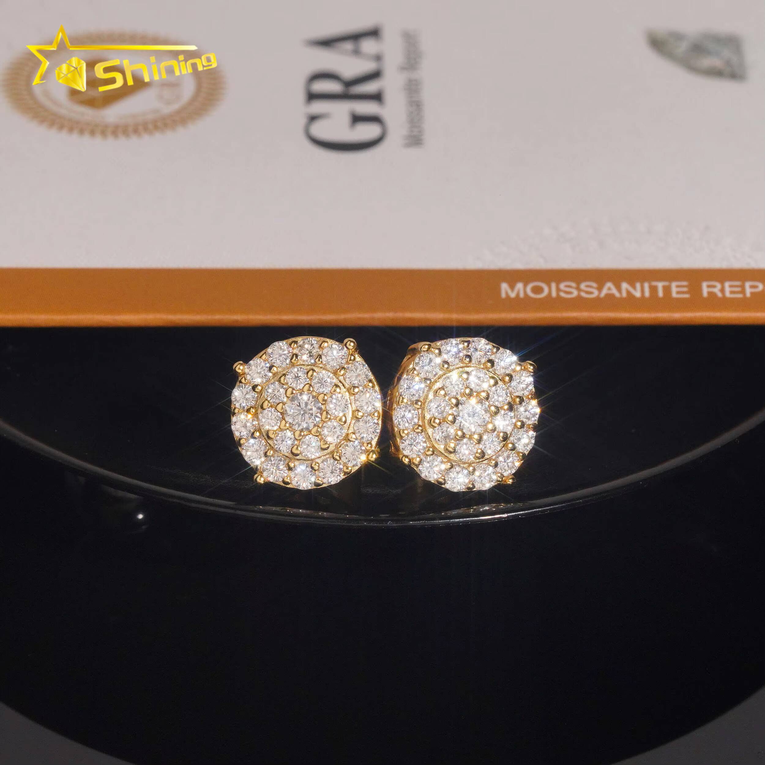 USA Shipping Fast Ready Design S925 Sterling Silver Iced Out VVS Moissanite Diamond Earring Stud Screw Back