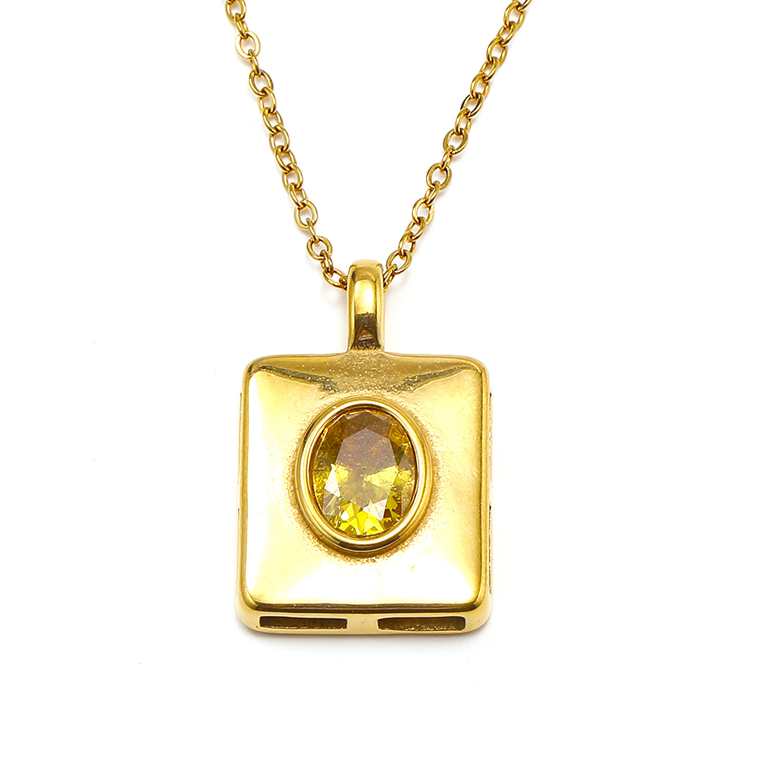 Designer luxury French-style -pired vintage oval zircon square pendant necklace for women, niche design, light luxury, elegant collarbone chain