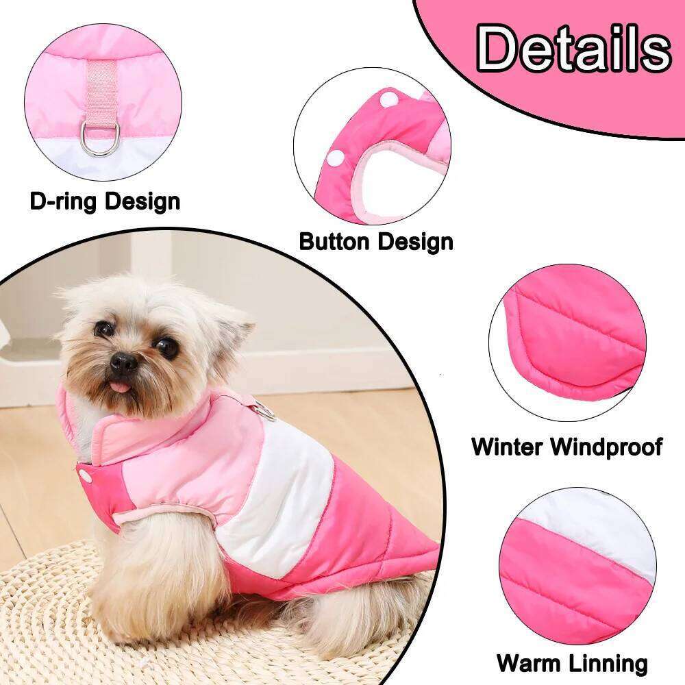 Pet Jacket For Small Medium Dog Cat Autumn Winter Warm Fleece Coat With R-ing Windproof Outfits Yorkshire Chihuahua Clothing