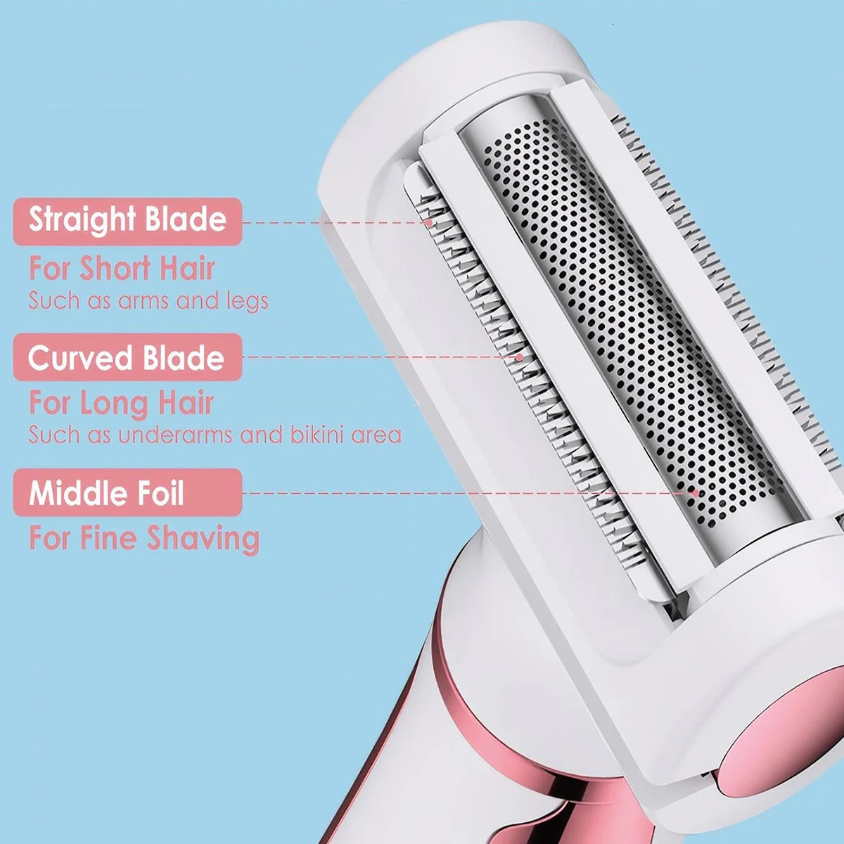Electric Women Shaver Portable Lady Razor Rechargeable Trimmer Face Arm Body Leg Groin Hair Groomer 260317