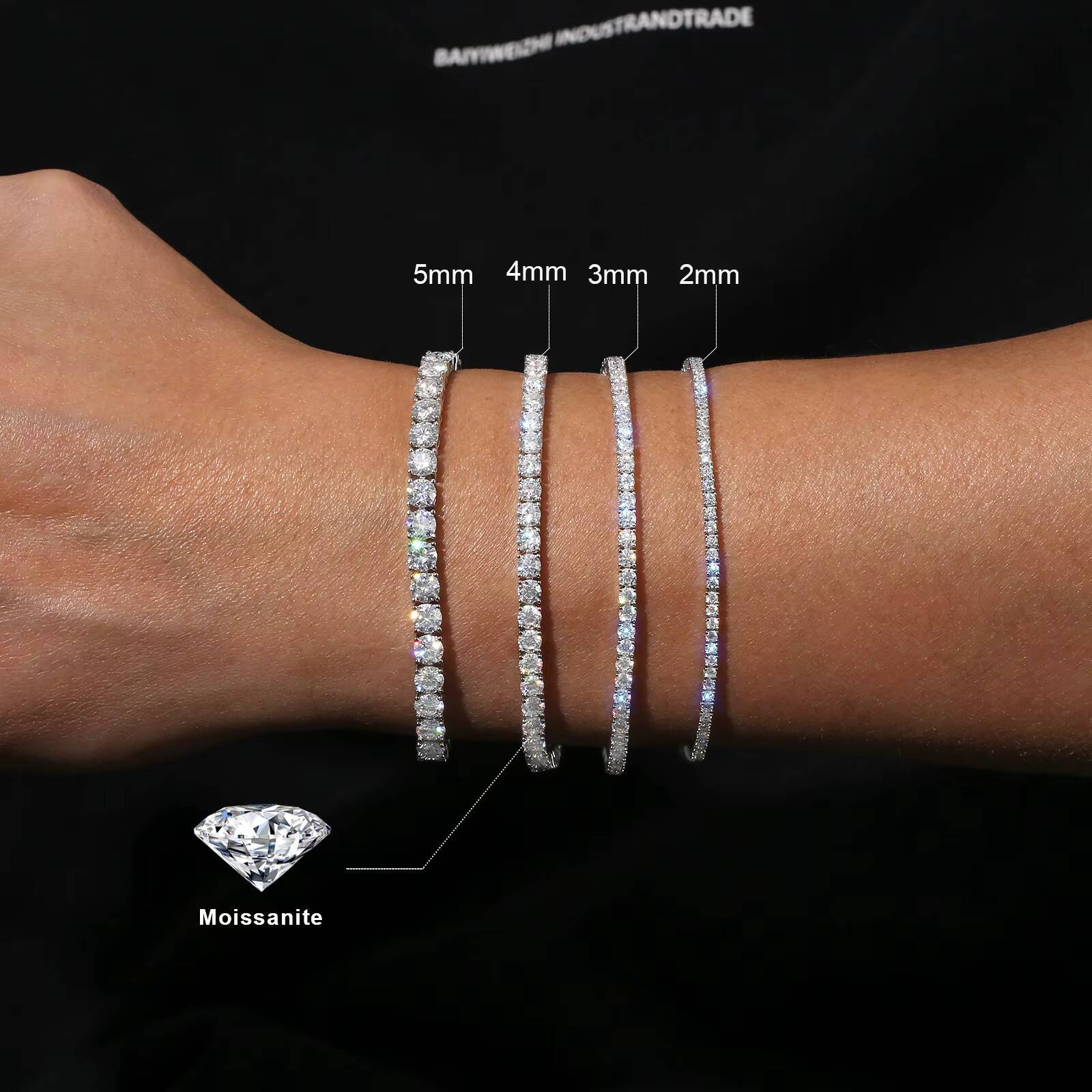 Gorgeous 2-5mm Siliconite Chain for Women and Men, Fine Jewelry Gift, 925 Sterling Silver 14k White Gold Diamond Tennis Bracelet