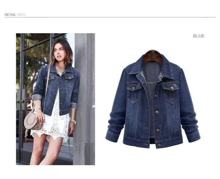 Women Denim Coat Single Breasted Button Solid Color Jackets Turn Down Collar Pockets Streetwear Autumn High Street CasualT260328