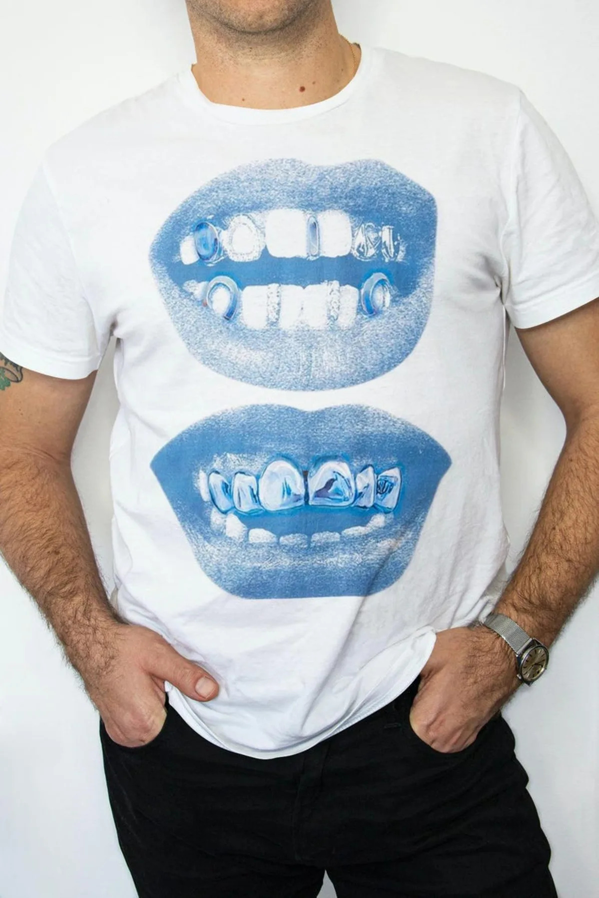Blue Lip Print Plaid Square T Shirt Oversized Graphic Tee 2000s Style Funny Christmas Gift Shirt Meme Rap s T Shirt 260327