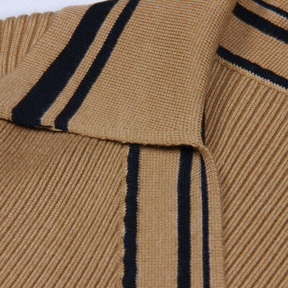 X21 Spring and Autumn New Designer High quality Knitted Collar with Patchwork, Slim fit Women's Long sleeved Dress