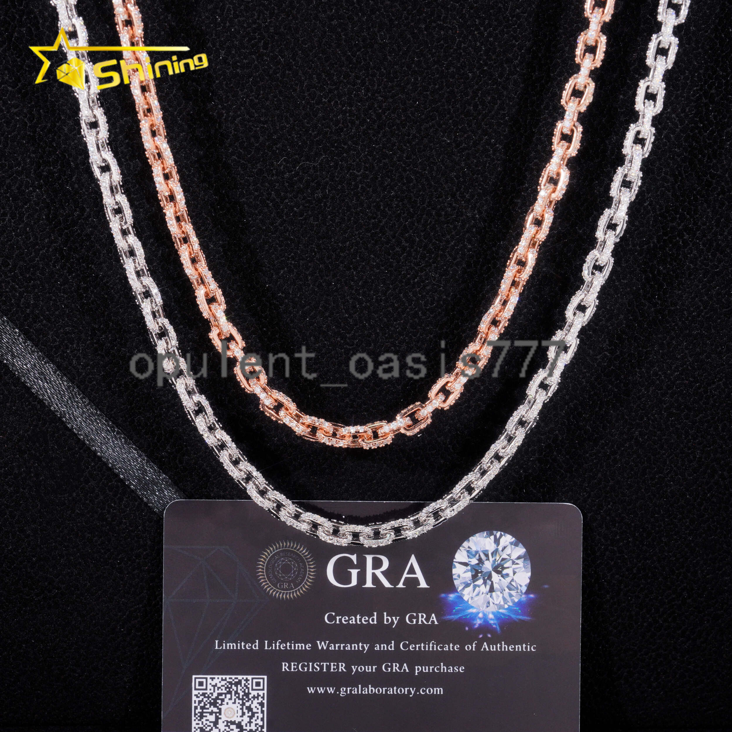 Hot Sale 4mm Iced Out Chain 925 Sterling Silver Pass Diamond Tester GRA Certified VVS Moissanite Necklace Hiphop Jewelry