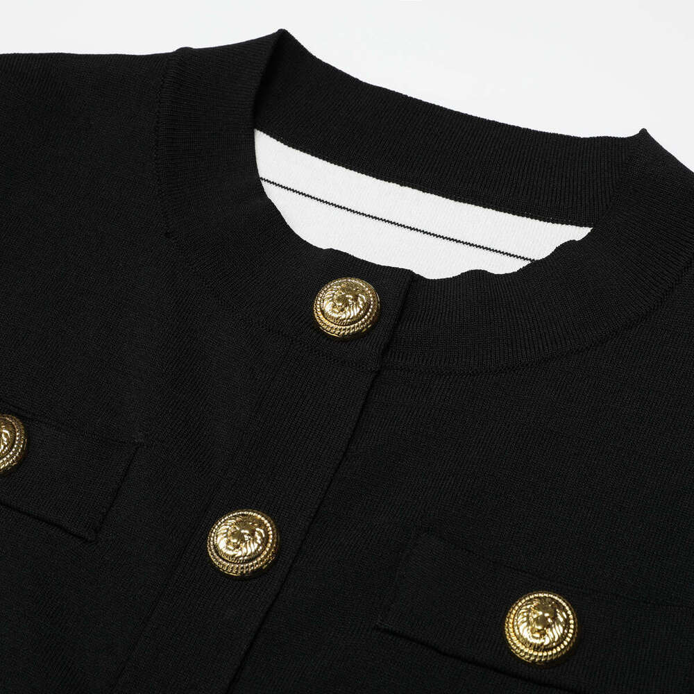 Spring and Autumn New Designer High D7 quality Fashion Color blocked Knitted Long sleeved Top Network Celebrity Women's Cardigan Jacket